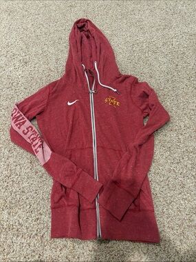 Nike Maroon Full-Zip Hoodie with Iowa State Sleeve Accent